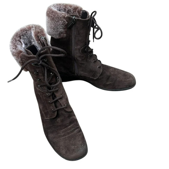 Aquatalia by Marvin K Espresso Brown Suede Marvel Lace Up Boots Size 10 - Picture 1 of 11